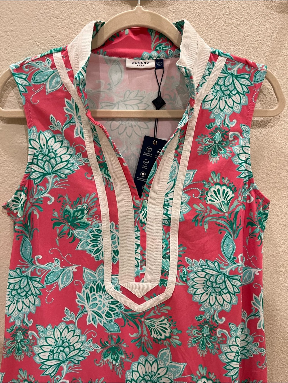 Cabana Life Cote de Azure Sleeveless Pink Floral Shift Tunic swim cover up Dress - Picture 4 of 11